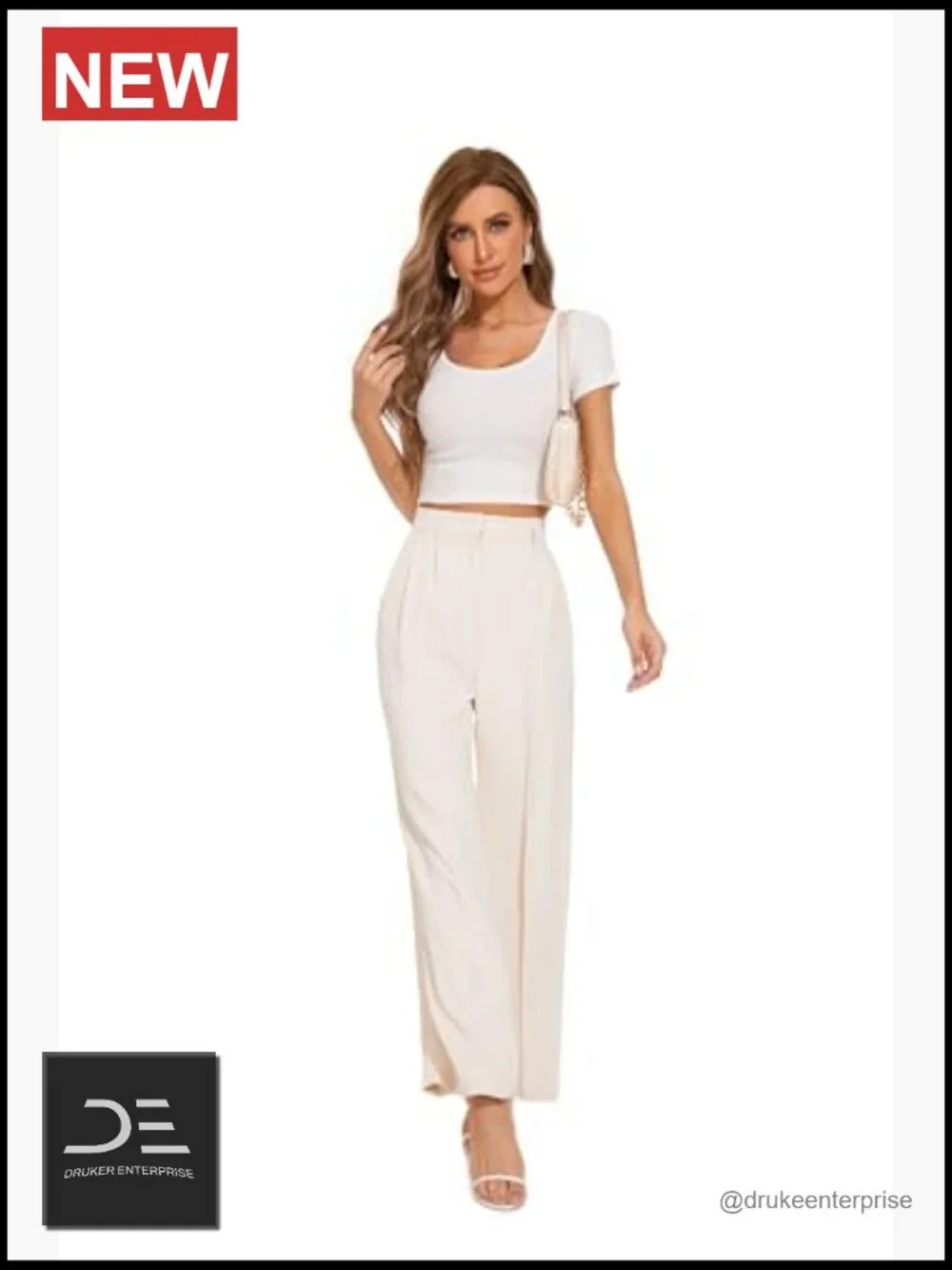 Wide Leg Pants High Elastic Waist Back Business Work Trousers